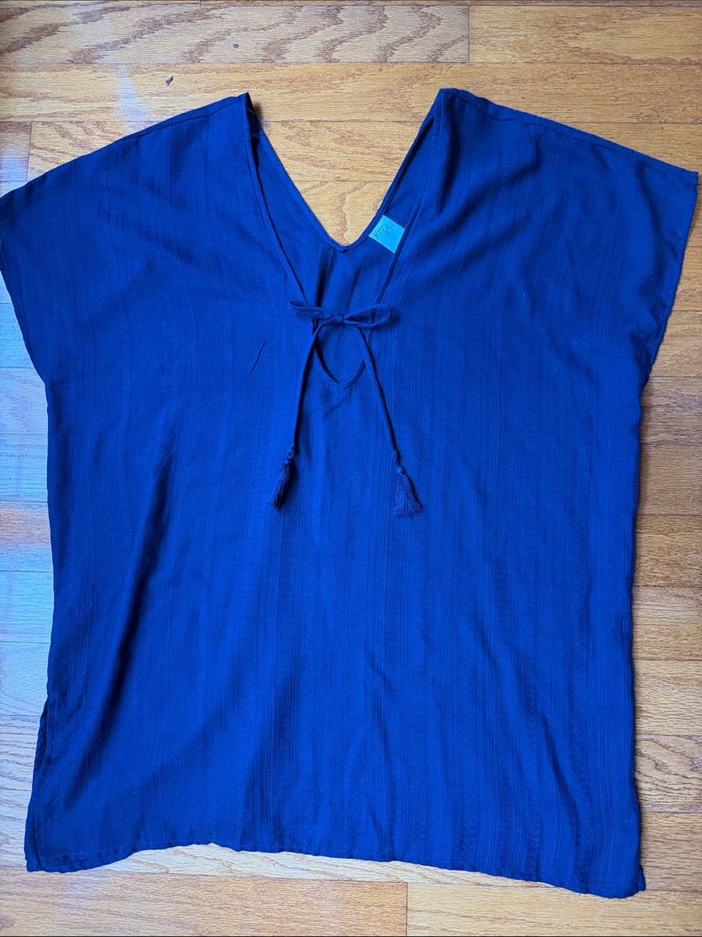 Kona Soul, Navy Blue V-Neck Tie-Front Swim Cover Up, Size Medium